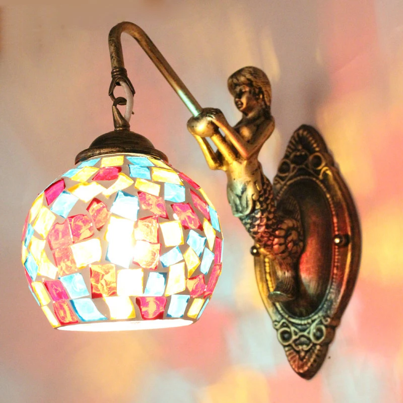 

Vintage Mosaic Wall Lamp Creative Handmade multi-style E27 Wall light for bedside Kitchen Corridor Balcony Interior lighting