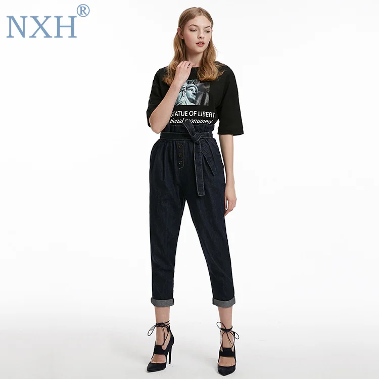 NXH Dark blue womens jeans Ankle-length pants distressed jeans high waisted jeans top shop jeans fashionnova woman