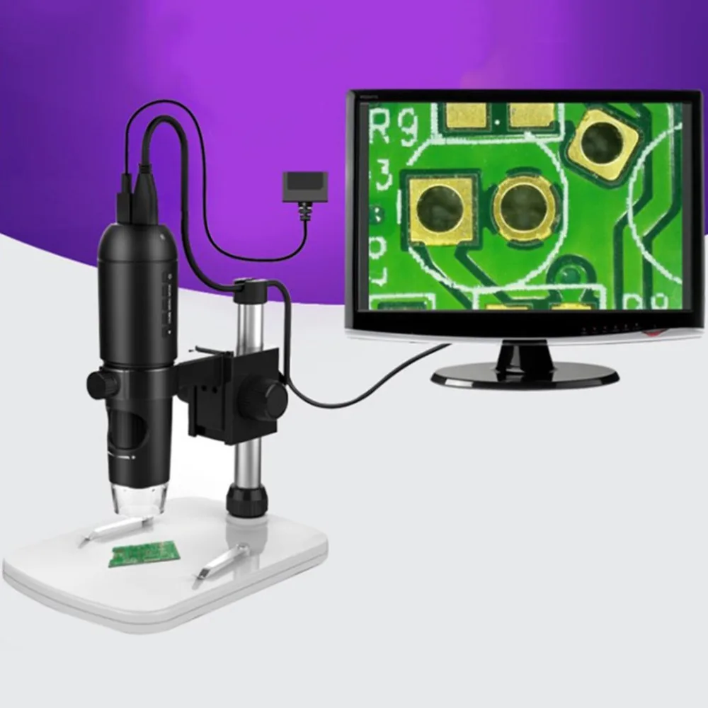 

10x~200x Magnification Ratio HDMI Digital Microscope with Adjustable Microscope Stand 6 LED Light Manual Focus Adjustment