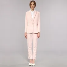 Светло-розовые женские деловые рабочие костюмы Женская Офисная форма одна кнопка женские деловые брюки костюмы 2 шт наборы Блейзер на заказ