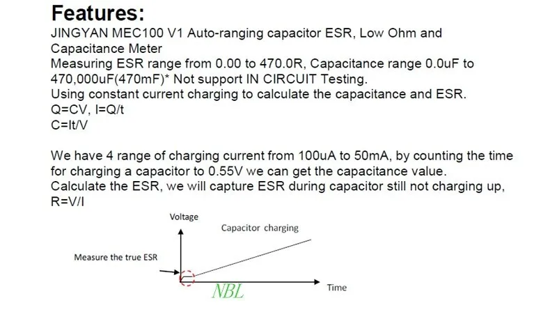 2IN1Auto-ranging конденсатор ESR низкий ом измеритель емкости постоянный ток ESR Capacotance метр 100vA до 50mA MEC100 мультиметр