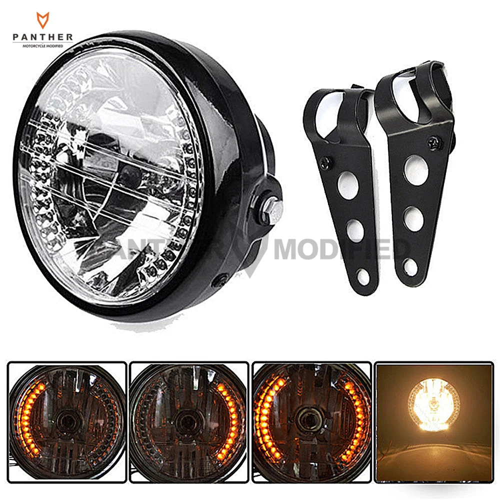 

7" Motorcycle Bike Front Headlight 35W LED Turn Signal Light And Bracket Mount Kit case for Harley Davidson