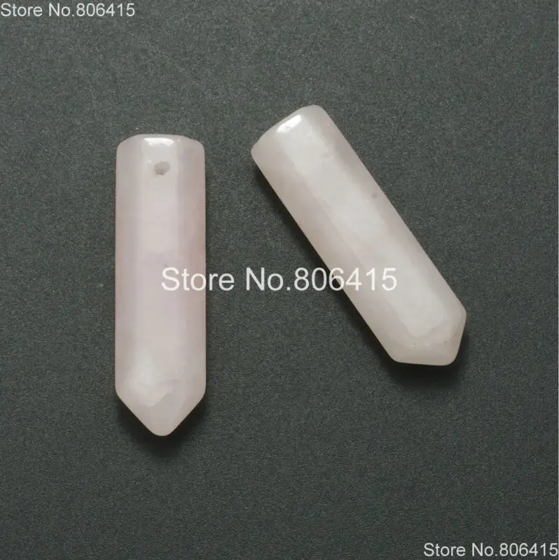 

Top Drilled Natural RoseQuartz Gems Stones Hexagonal Pointed Reiki Chakra Necklace Earring Pendant Beads Jewelry 12Pcs/Pack