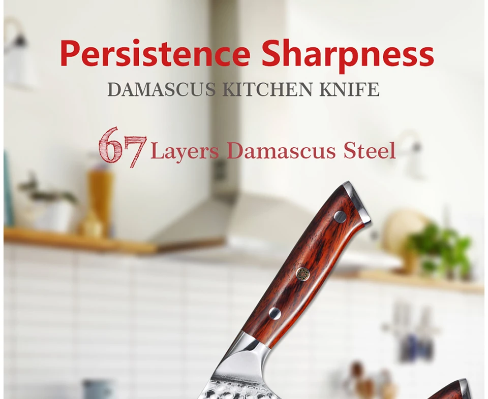 FANGZUO нож шеф-повара из нержавеющей стали с ручкой сандалового дерева VG10 японский 67 слой Дамасские Ножи шеф-повара Кливер кухонный нож для приготовления пищи
