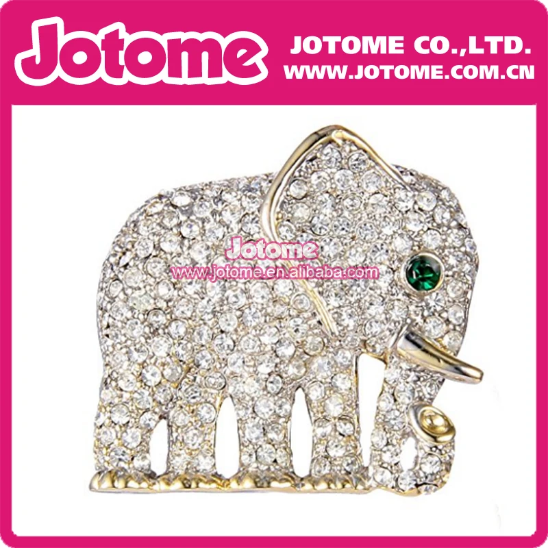 

Indian African King Elephant lapel pin Clear Crystal Rhinestone elephant Animal Kingdom Silver Tone Brooch Pin
