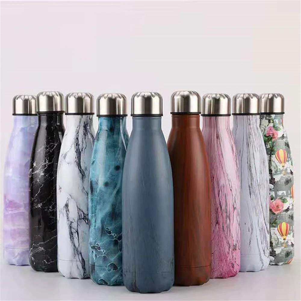

Stainless Steel Thermos Leak-proof Water Bottle Marble Texture Vacuum Insulated Drink Bottle Gym Sport Cup