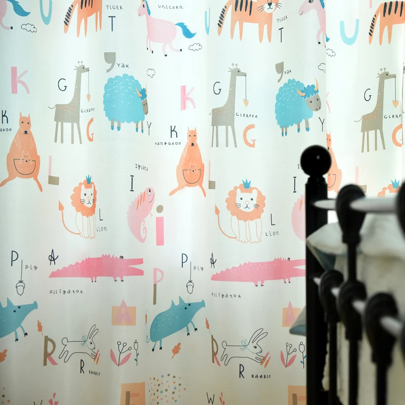 

Budloom new animal curtains for living room kids room cartoon curtains lion tiger kangaroo window drapes