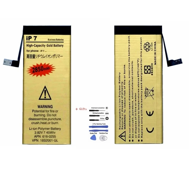 

1pcs New High Quality For Iphone 7 7g High Capacity Gold Li-ion Polymer Internal Battery + Screwdriver Tools