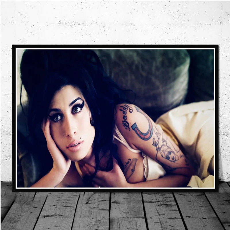 Плакатный принт Горячая новинка Amy Winehouse Женская музыкальная певица звезда поп пользовательское искусство картина маслом настенные картины для гостиной домашний декор - Цвет: Розовый