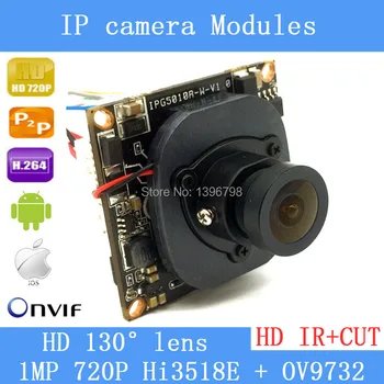 

HI3518E + OV9732 720P 1MP wide-angle 38mm X 38mm size IP Camera Main board module DIY IP camera or for repair replacement.