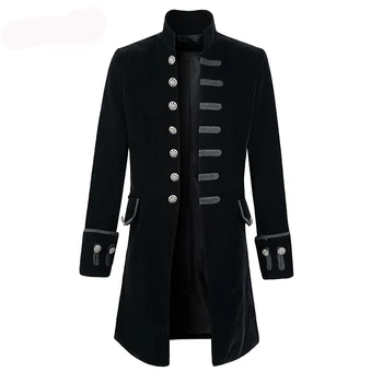 

2018 Halloween Cosplay Steampunk Costume Mens Brocade Jacket Gothic Steampunk Vintage Victorian Coat Top Male Vintage Jacket