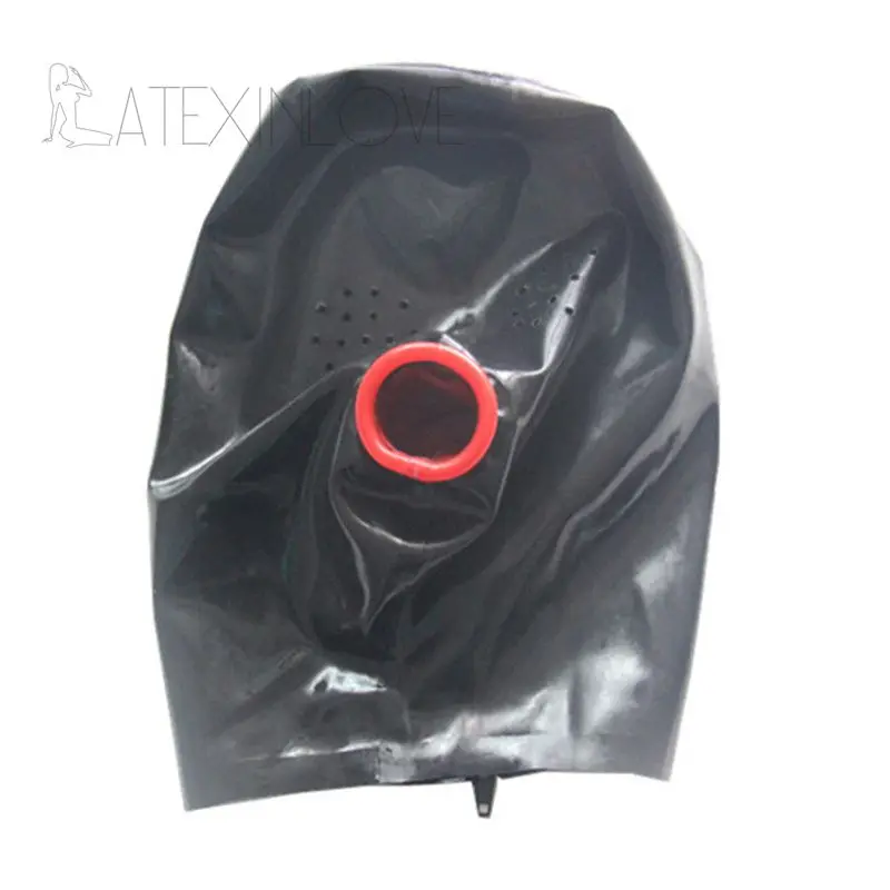 Sexy-Black-Latex-Hood-Mask-Fetish-Open-Red-Condom-Mouth-with-Small-Holes-Eyes