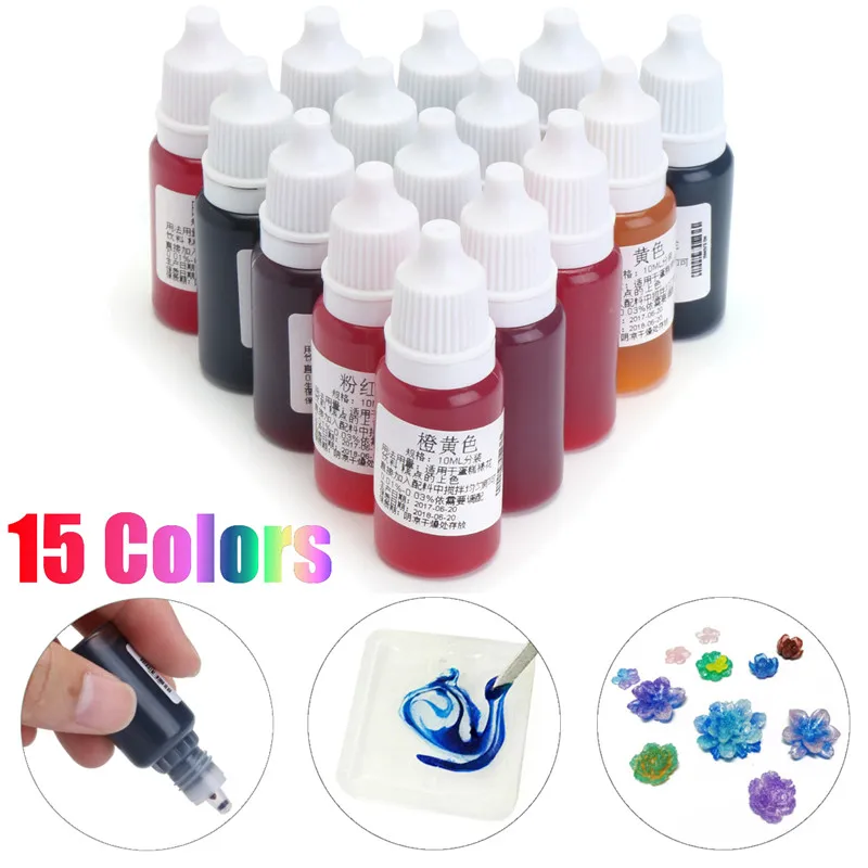 

15Pcs/set 10mL 15 Colors Dye Epoxy Resin Pigment UV Resin Coloring Dye Colorant Resin Pigment DIY Handmade Craft Supplie Art Set