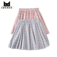 Mori girl/хлопковая плиссированная мини-юбка в клетку в консервативном стиле для девочек, милые летние женские юбки в японском стиле, модные розовые юбки в лондонском стиле