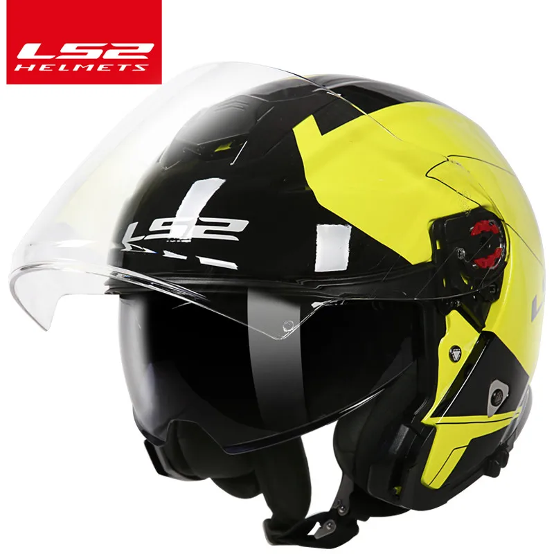 LS2 OF521 стекловолокно мото rcycle шлем с двойными линзами с открытым лицом Мото шлем с быстросъемной пряжкой LS2 полулицевые шлемы - Цвет: 8