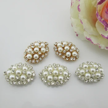 

(BT176 18*25mm)20pcs beautiful flatback ivory pearl clear crystal sewing headdress buttons