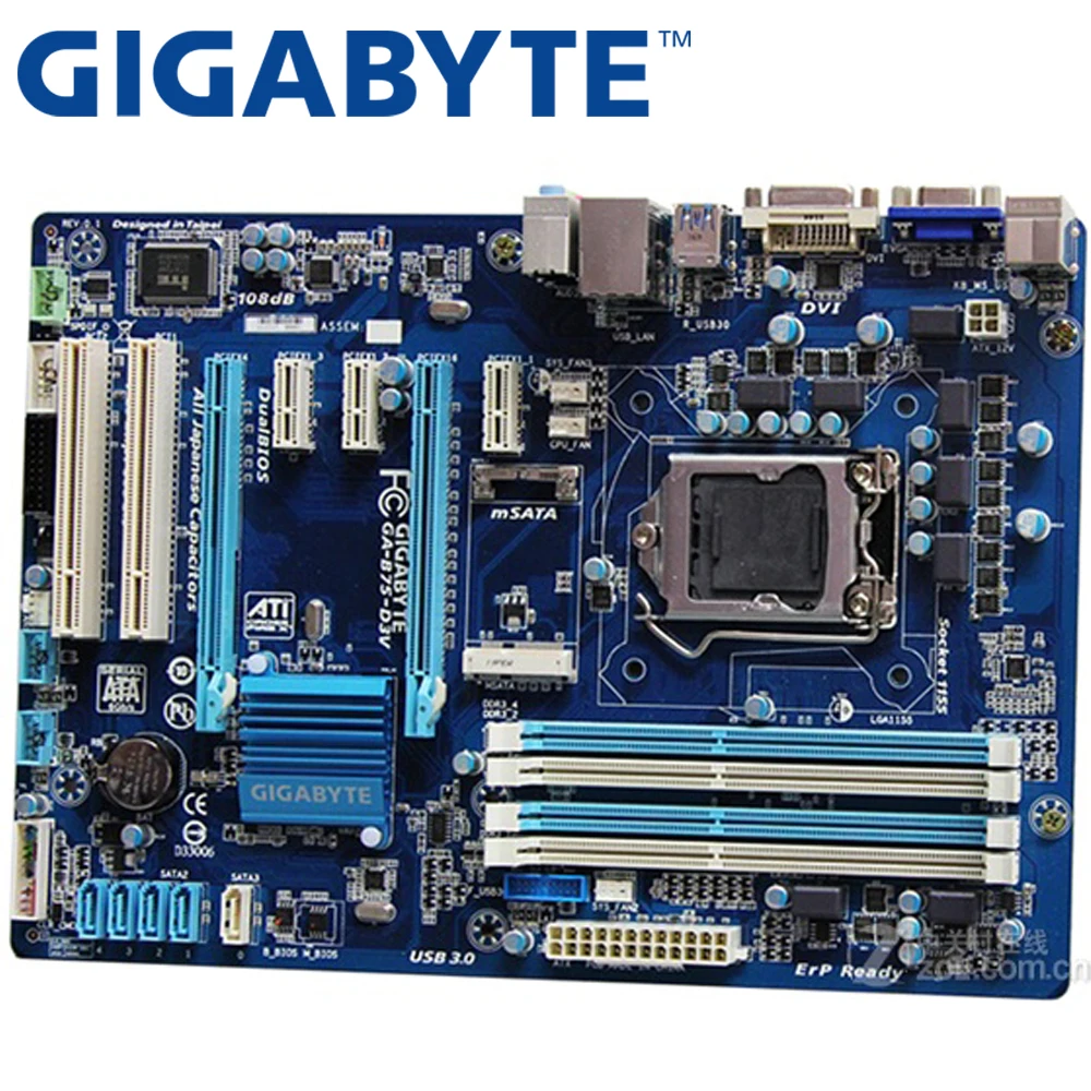 

GIGABYTE GA-B75-D3V Desktop Motherboard B75 Socket LGA 1155 i3 i5 i7 DDR3 32G ATX UEFI BIOS Original B75-D3V Used Mainboard