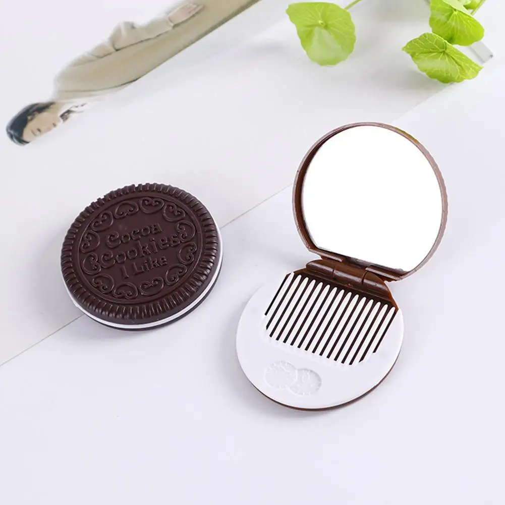 1 шт портативное складное милое мини зеркало для макияжа шоколадное печенье Oreo в форме квадратного круглое Карманное зеркальце стекло+ пластик для женщин и девушек