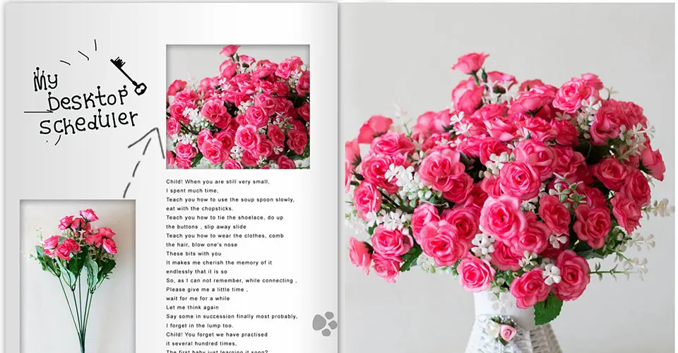Искусственные мини-розы с 15 головками для свадебной сцены, макет цветов для гостиной и стола, украшение для дома, аксессуары для искусственных цветов