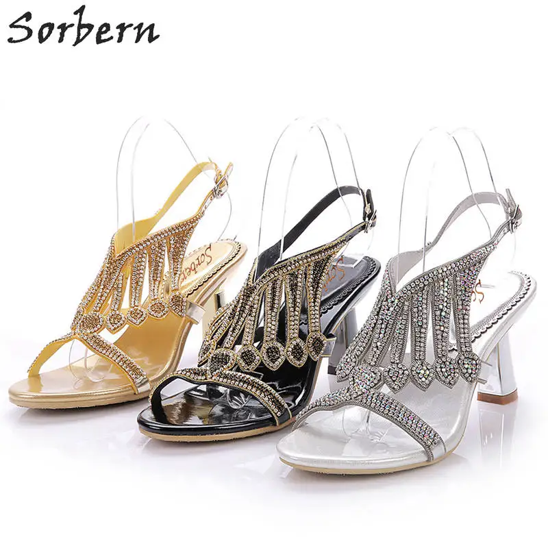 

Sorbern 7.5CM Crystal Women Sandals Luxury Roman Diamond Sandals Ladies Party Shoes Bridal Wedding Shoes Sandalias Mujer