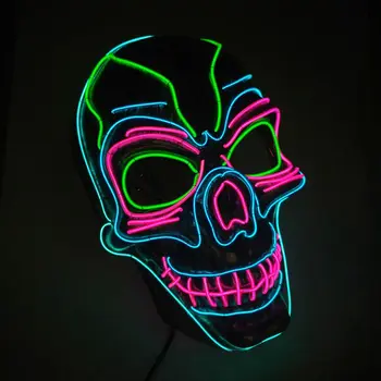

Halloween Scary Mask EL Wire Light Up Mask Halloween Cosplay Lighting Costume Mask For Halloween Parties New