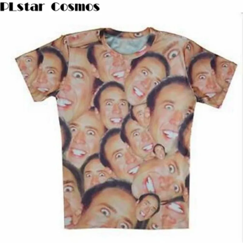 

PLstar Cosmos Jumper t-shirt Men/Women Nicolas cage Crazy funny Stare at you 3D Printed Tops t shirt size S-5XL Drop Shipping