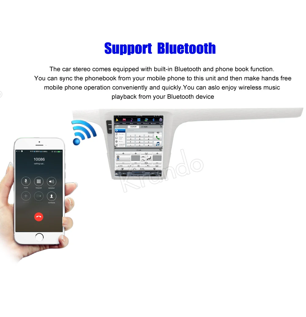 Perfect Krando Android 7.1 10.4" Tesla Vertical touch screen car audio radio gps for VW Volkswagen Lavida entertainment syatem OBD2 3