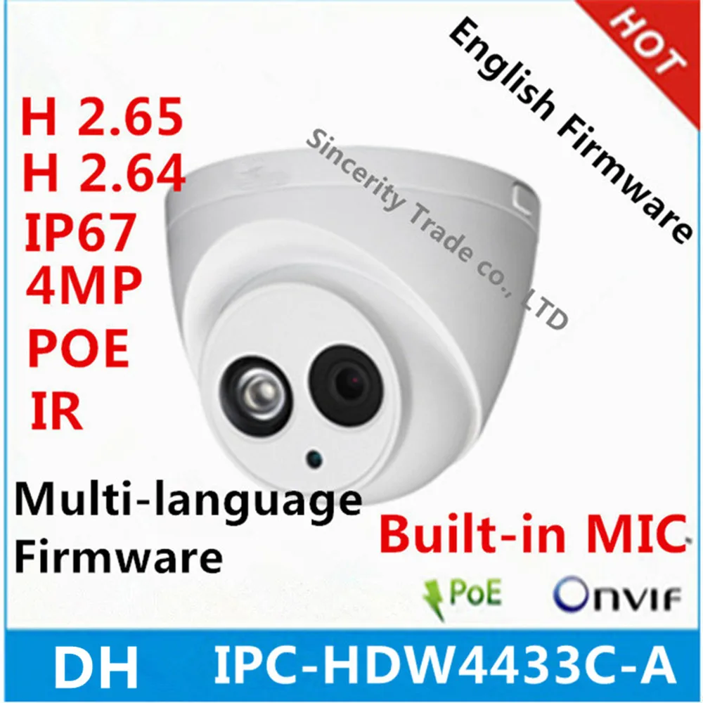 

Dahua IPC-HDW4433C-A 4MP Starlight Camera Built-in MIC IR 50m network IP Camera Support POE replace IPC-HDW4431C-A cctv camera
