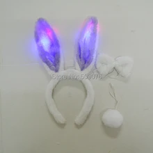 10 шт./партия, повязка на голову с розовыми заячьими ушками, светодиодные вечерние головные уборы, оригинальное украшение для вечеринок на день рождения