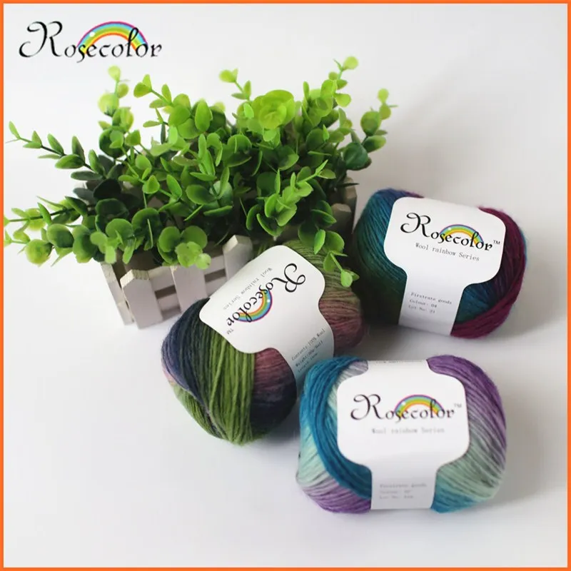 

Sale 50g/ball Rainbow Shawl Wool Yarn Dyed Long Fancy Music Thread Hat Scarf Coarse Yarn For Hand Knitting