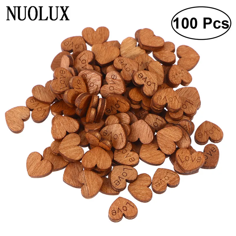 

100pcs Wooden Hearts Embellishments Scrapbooking Wedding Crafts (Retro Color)