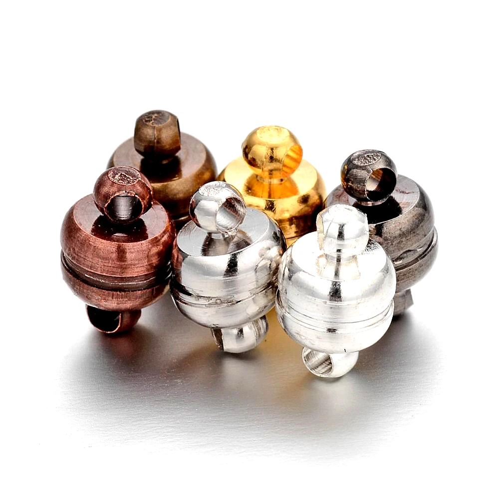 Brass Clasps, Oval, Mixed Color, 11x7mm, Hole 1.5mmin