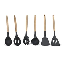 1 шт. кухонная утварь силиконовая кухонная утварь набор антипригарных деревянной ручкой кухонные инструменты 6 стилей кухонные устройства Инструменты Наборы
