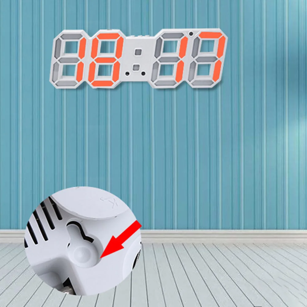 3D светодиодный настенные часы Современный цифровой Настольный Будильник Дисплей для дома, кухни, офиса стол ночные настенные часы 24 или 12 часов Дисплей