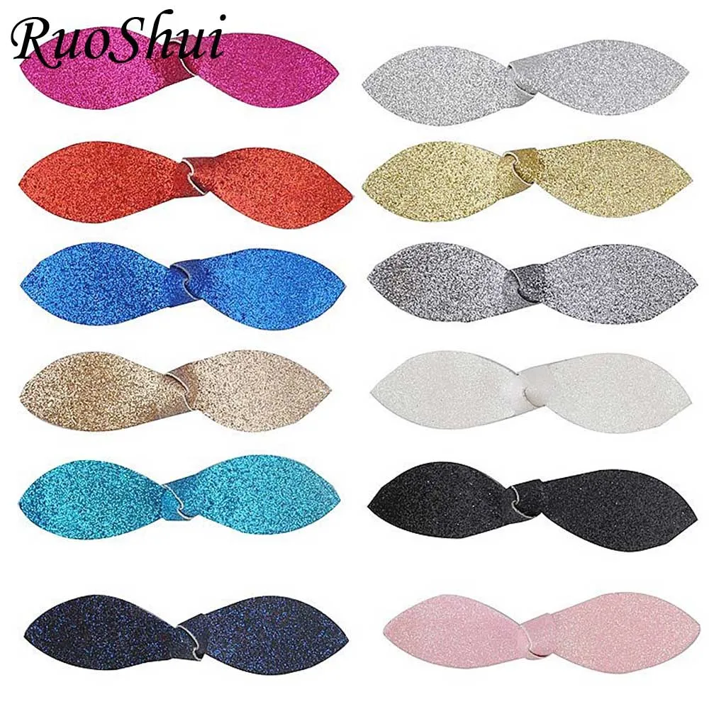 

1pc 4 Inch Boutique Glitter Leather Hairpins Handmade Knot Leaves Hair Cilps Headwear Kids Girls Hair Accessories 2018 Newest