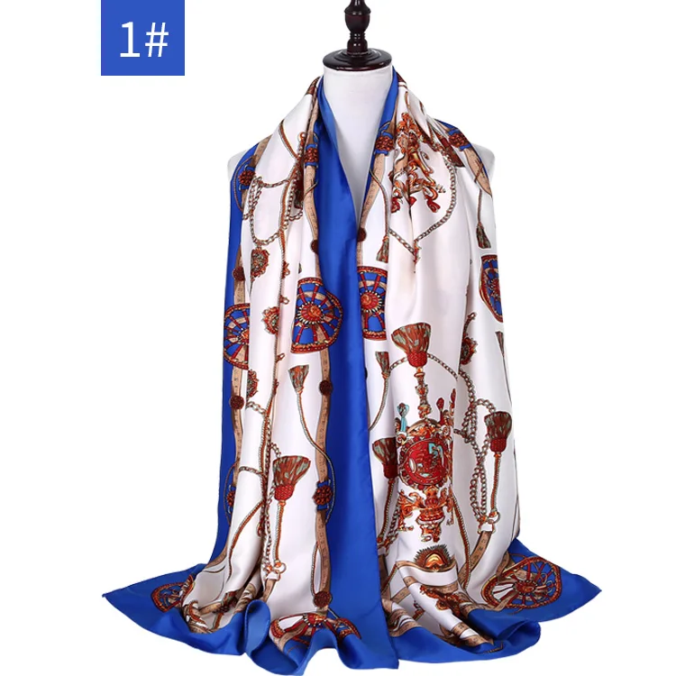 

Silk Scarf Luxury hot Women Shawls New Fashion Long Silk Scarves Satin Print hijab Shawl High Quality Hijab Scarves