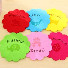 12 шт./лот) мультфильм разноцветный подставки высокая термостойкость нетканые чаша площадку столовых теплоизоляция коврик