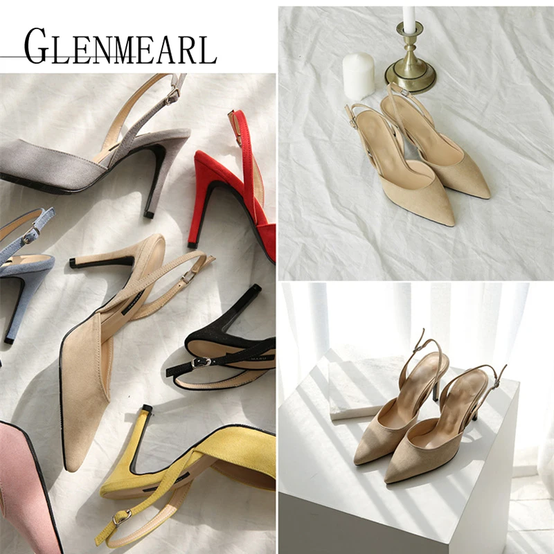 US $14.98 Women Sandals High Heels Summer Brand Woman Pumps Thin Heels Party Shoes Pointed Toe Slip On Office Ladie Dress Shoe Plus Sizede