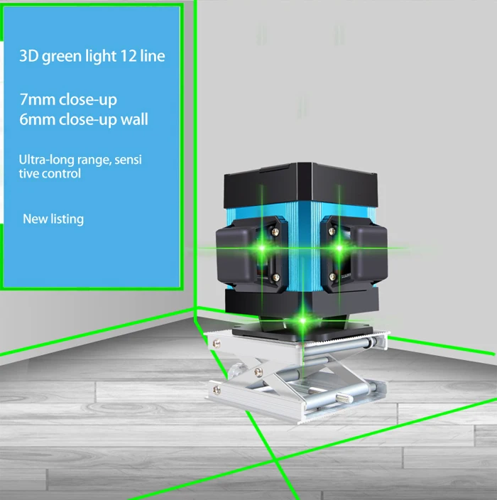 Зеленый лазер, 12 линий, инструмент, уровень, высокая точность, плоский счетчик воды, блики, напольная плитка, инструмент для выравнивания, inst