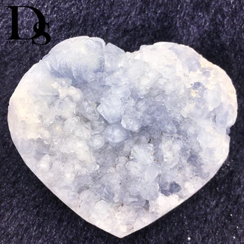 

Unique Natural Celestite Geode Heart Drusy Cluster Blue Kyanite Crystal Jade Quartz For Wedding Lover Christmas Decoration