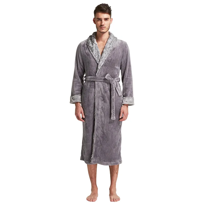 Тони и Кэндис халат для мужчин фланель вышитые ночные рубашки мужской длинный в зимние мягкие домашние пижамы, одежда для отдыха