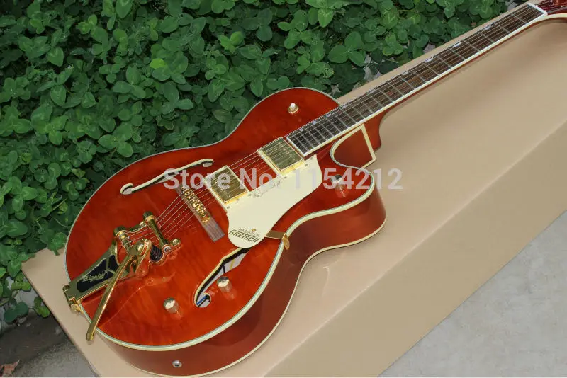 Free shipping Ice tea color Falcon with bigbys Hollow Jazz Guitar 6120 high quality OEM Acoustic Guitar