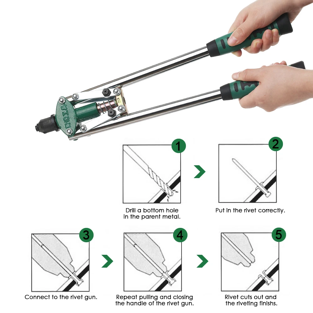 Heavy Duty Hand Riveter Double Core pulling Hand Riveter Gun Riveting