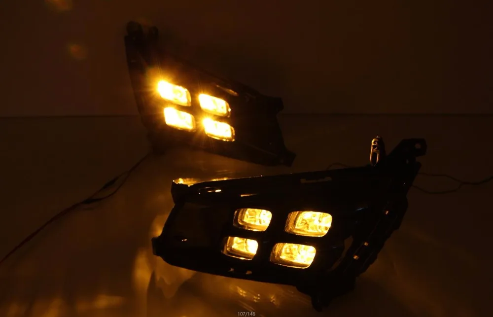 EOsuns led drl Дневной ходовой светильник для KIA K5 2013- с желтым поворотником и беспроводным управлением+ 4 шт. led