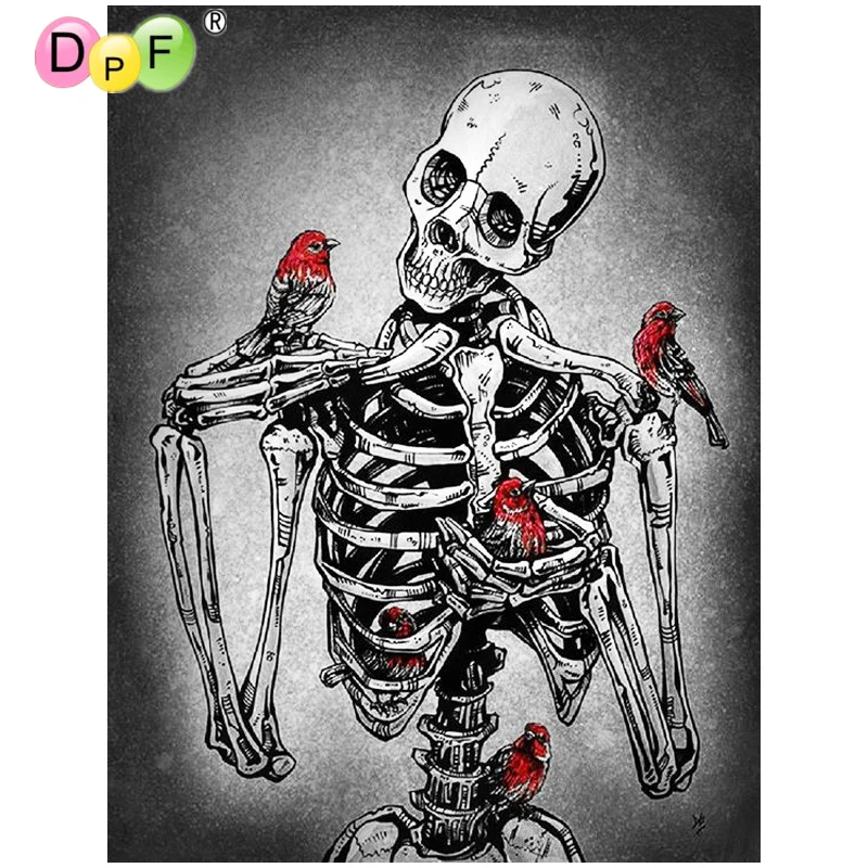 

DPF DIY Gift 5D full Round Diamond Painting Magic Cube Cross Stitch Skull skeleton Birds Diamond Embroidery crafts Mosaic Decor
