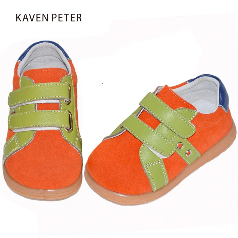 

Genuine leather shoes 2018 leather suede children casua shoes boy suede leather shoes girl orange sneakers soft sole size 23-28