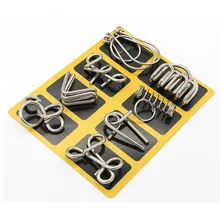 8Pcs/Set Metal Chinese Puzzle Rings Nine Ring Interlocking Set Links Mini Size Kids Educational Toys Adult Children Board Game