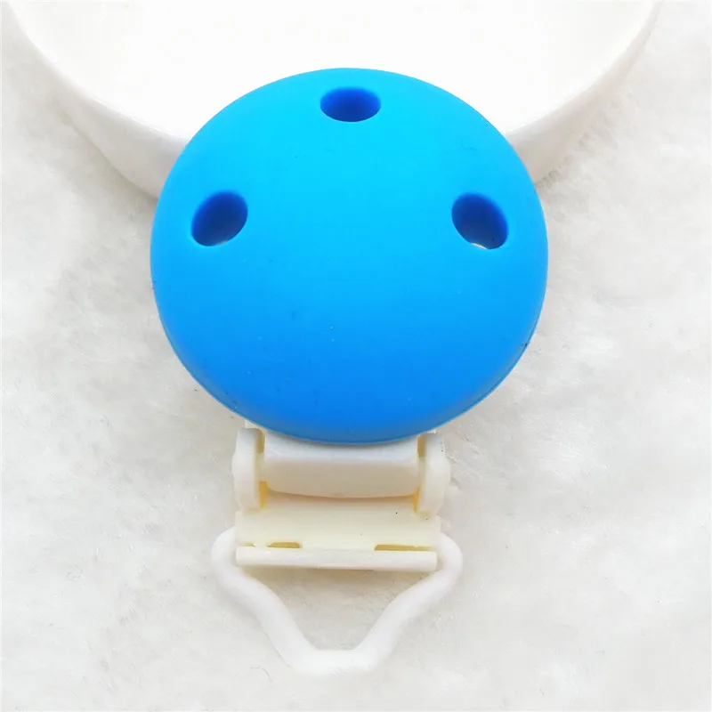 Chengkai 50 шт. пластиковая Силиконовая Круглая Прорезыватель зажимы DIY детское кольцо для соски пустышки зубные кольца для детей ювелирные изделия сенсорные игрушки зажимы - Цвет: Sky Blue