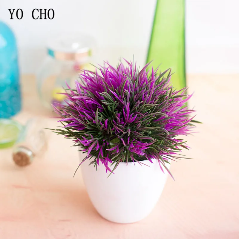 

YO CHO Artificial Plant Potted Set 32-Headed Phoenix Grass Ball Simulation Plant Flower Ball Fake Flower Home Wedding Decoration