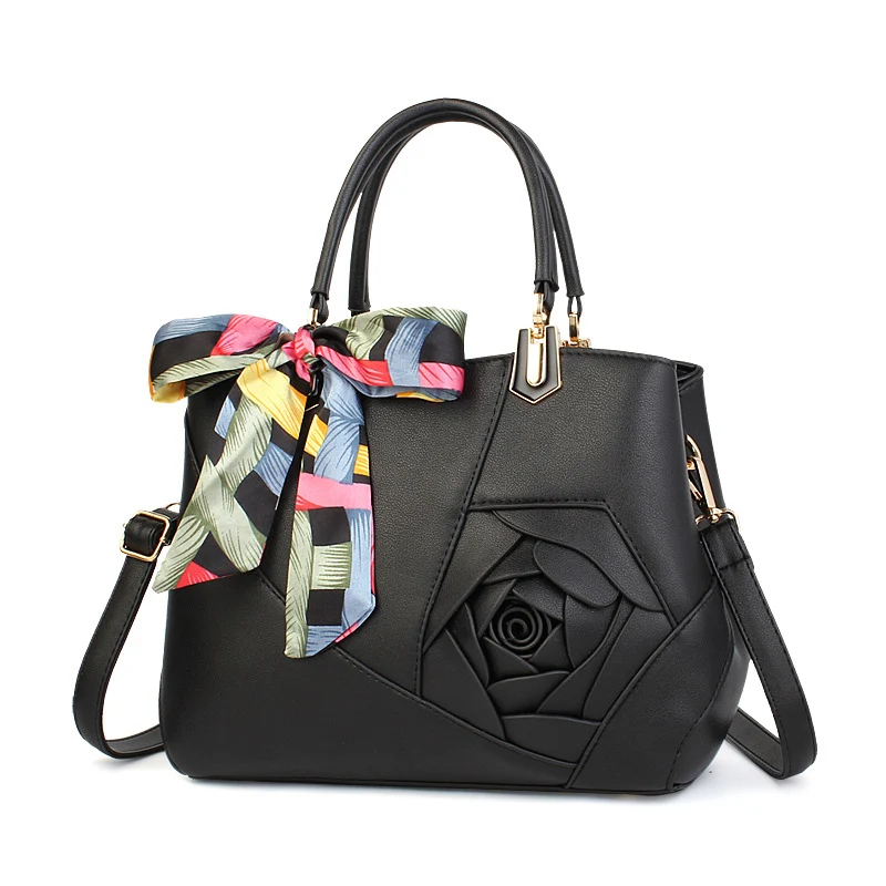 Women Rose Flower Handbag Fashion Female Leather Shoulder Bag For Women 2018 Travel Crossbody Bags Ladies Tote Ribbon SS7072 (1)